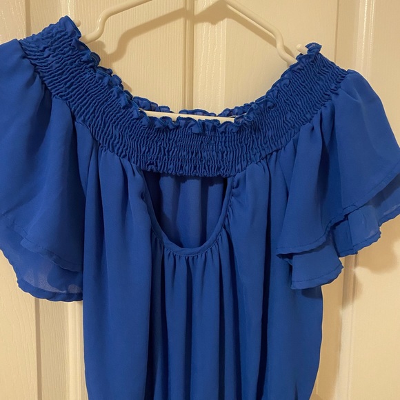 Altar’d State Romper Royal Blue Ruffle - Picture 5 of 6